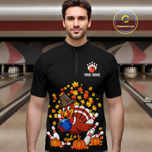 Load image into Gallery viewer, Funny Turkey Bowling Shirts For Men, Autumn Leaf Thanksgiving Bowling Tournament Shirts NQS10716
