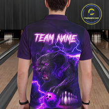 Load image into Gallery viewer, Purple Thunder Lightning Custom Panther Bowling Polo, 1/4 zip Shirts For Men, Panther Bowling Jerseys NQS10789