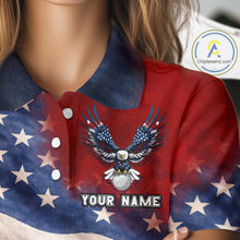 Load image into Gallery viewer, Custom American Flag Eagle Golf Polo Shirts For Women, patriotic Golf attire for ladies NQS11712
