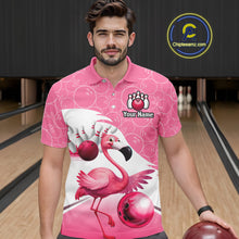 Load image into Gallery viewer, Funny Pink Flamingo Bowling Shirts for Men Custom Flamingo Team bowling jerseys, gift for bowlers NQS11715