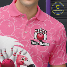 Load image into Gallery viewer, Funny Pink Flamingo Bowling Shirts for Men Custom Flamingo Team bowling jerseys, gift for bowlers NQS11715