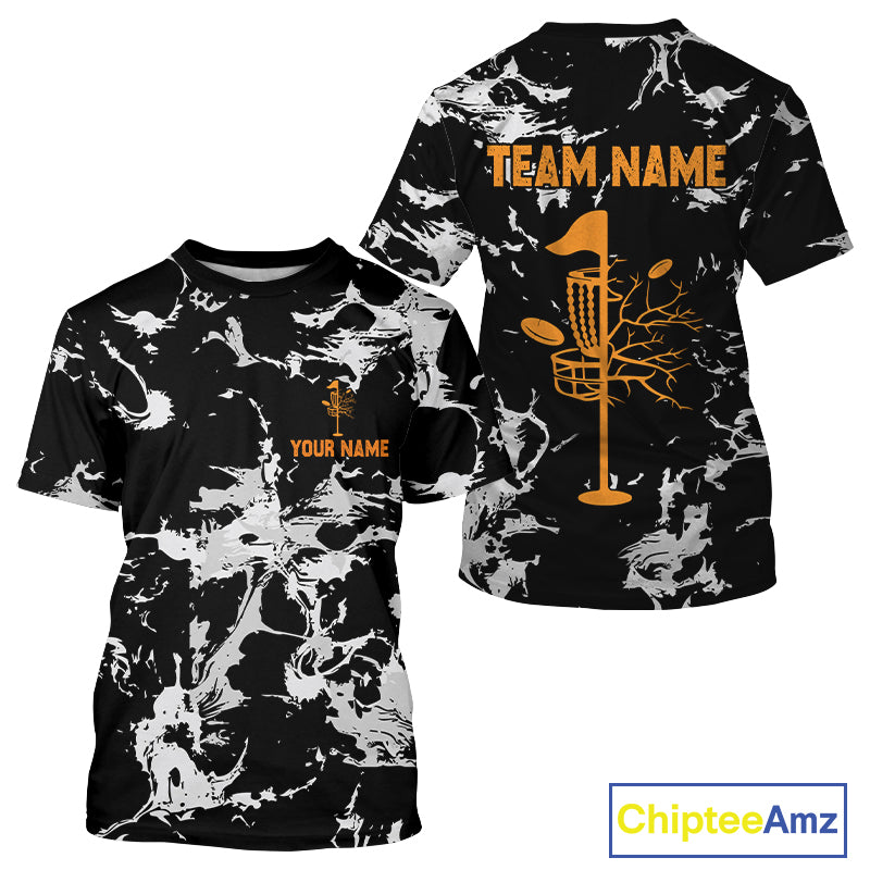 Black and Gray Camo Orange Disc Golf basket T-Shirts Custom team disc golf jerseys NQS10796