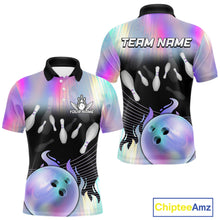 Load image into Gallery viewer, Bowling Polo Shirts For Men, 1/4 zip shirts Custom hologram Bowling Team Shirts Bowler Outfit NQS11385