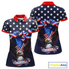 Load image into Gallery viewer, Custom 250 years of freedom Eagle American Flag Womens Golf Polo shirts, patriotic team golf outfit NQS11597