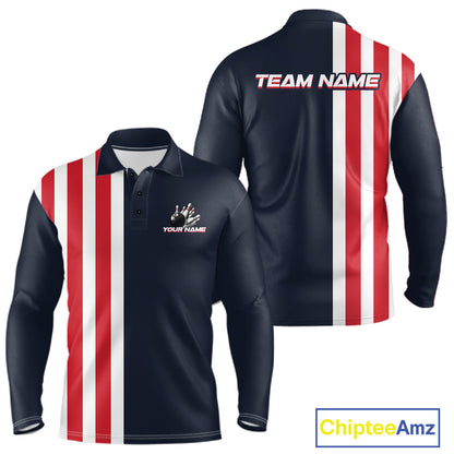 Retro Bowling Shirts For Men custom Red, White and Blue patriotic bowling outfits team jerseys NQS11446
