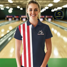 Load image into Gallery viewer, Retro Bowling Shirts For Women custom Red, White and Blue patriotic bowling outfits team jerseys NQS11446
