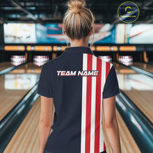 Load image into Gallery viewer, Retro Bowling Shirts For Women custom Red, White and Blue patriotic bowling outfits team jerseys NQS11446