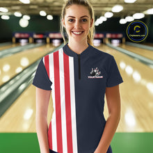 Load image into Gallery viewer, Retro Bowling Shirts For Women custom Red, White and Blue patriotic bowling outfits team jerseys NQS11446