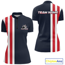 Load image into Gallery viewer, Retro Bowling Shirts For Women custom Red, White and Blue patriotic bowling outfits team jerseys NQS11446