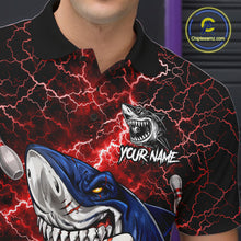 Load image into Gallery viewer, Red Lightning Thunder Angry Shark Bowling shirts For Men Custom Shark Bowling Team Jerseys NQS11756