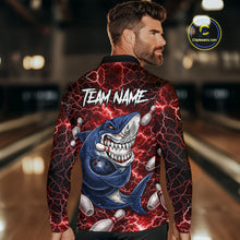 Load image into Gallery viewer, Red Lightning Thunder Angry Shark Bowling shirts For Men Custom Shark Bowling Team Jerseys NQS11756