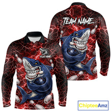 Load image into Gallery viewer, Red Lightning Thunder Angry Shark Bowling shirts For Men Custom Shark Bowling Team Jerseys NQS11756