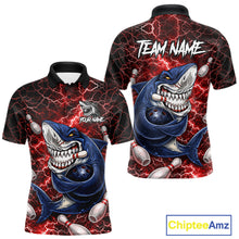 Load image into Gallery viewer, Red Lightning Thunder Angry Shark Bowling shirts For Men Custom Shark Bowling Team Jerseys NQS11756