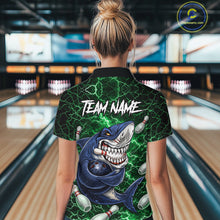 Load image into Gallery viewer, Green Lightning Thunder Angry Shark Bowling shirts For Women Custom Shark Bowling Team Jerseys NQS11758