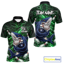 Load image into Gallery viewer, Green Lightning Thunder Angry Shark Bowling shirts For Men Custom Shark Bowling Team Jerseys NQS11758