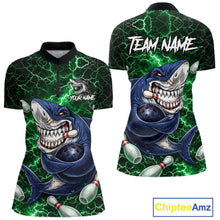 Load image into Gallery viewer, Green Lightning Thunder Angry Shark Bowling shirts For Women Custom Shark Bowling Team Jerseys NQS11758