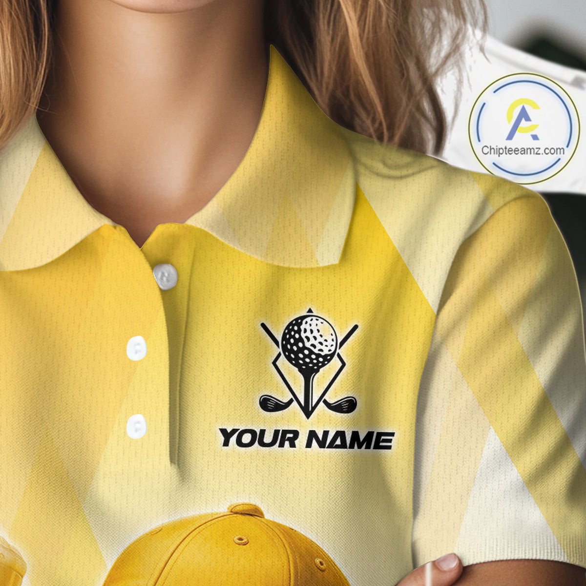 Funny Yellow pattern Golf ball drinking beer Women Golf Polo Shirt Custom team golf outfit for ladies NQS10718
