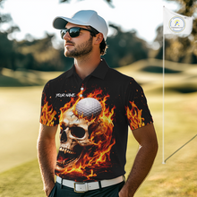Load image into Gallery viewer, Flame Skull Golf Polo shirts for men custom Skull Fire team golf shirts, golf gifts for men NQS11576