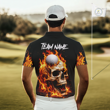 Load image into Gallery viewer, Flame Skull Golf Polo shirts for men custom Skull Fire team golf shirts, golf gifts for men NQS11576