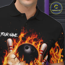 Load image into Gallery viewer, Flame Skull Bowling Polo, 1/4 zip shirts for men custom Skull team Bowling uniforms league jerseys NQS11577