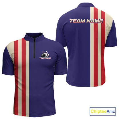Red, White and Blue Retro Bowling Shirts For Men custom patriotic bowling outfits team jerseys NQS11167