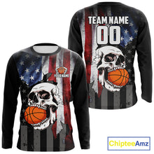 Load image into Gallery viewer, Personalized Skull Basketball Shirts Custom Team's Name American Flag Cool basketball player Jersey NQS11391