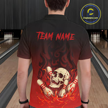 Load image into Gallery viewer, Red Skull Bowling Shirts With Flames custom quarter zip, polo team jerseys, bowling jerseys men NQS10998