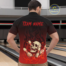 Load image into Gallery viewer, Red Skull Bowling Shirts With Flames custom quarter zip, polo team jerseys, bowling jerseys men NQS10998