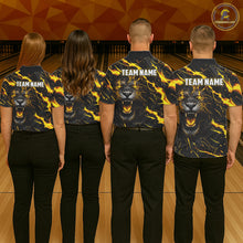 Load image into Gallery viewer, Custom Black and Gold Lightning Thunder Lion Bowling Shirts for Men, Lion Team Bowling League Jerseys NQS11600