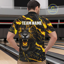 Load image into Gallery viewer, Custom Black and Gold Lightning Thunder Lion Bowling Shirts for Men, Lion Team Bowling League Jerseys NQS11600