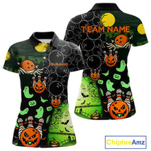 Load image into Gallery viewer, Custom Funny Halloween Team Bowling Shirts For Women, Personalized Halloween Bowling Gifts NQS10833