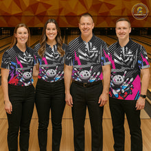 Load image into Gallery viewer, Colorful Lightning pattern Bowling Polo, Quarter Zip Shirts For Men Custom Team Bowling Jerseys NQS11202