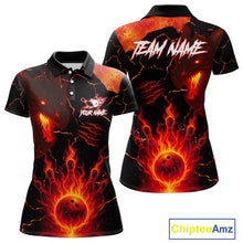 Load image into Gallery viewer, Dragon Flame Bowling Polo, Quarter Zip Shirts For Women Custom Dragon Bowling Team Jerseys NQS11049