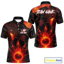 Load image into Gallery viewer, Dragon Flame Bowling Polo, Quarter Zip Shirts For Men Custom Dragon Bowling Team Jerseys NQS11049