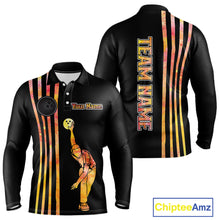 Load image into Gallery viewer, Personalized Watercolor Stripes Retro Bowling Team Shirts For Men, Black Bowling Attire For Men NQS11652