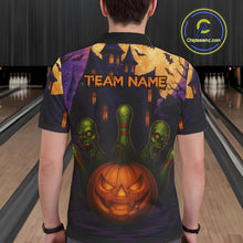 Load image into Gallery viewer, Funny Pumpkin Halloween Bowling Polo, Quarter Zip Shirts For Men Custom Bowling Team Jersey NQS10668