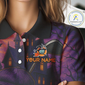 Funny Skull Halloween Golf Polo Shirts For Women Custom ladies golf top, Halloween Golf Gifts NQS10669