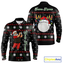 Load image into Gallery viewer, Funny Ugly Christmas pattern Santa Golf Polo Shirts For Men Custom best Mens golf wear, golfing gifts NQS11067