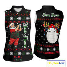 Load image into Gallery viewer, Funny Ugly Christmas pattern Santa Sleeveless Polo Shirt Custom best Ladies golf wear golf gifts NQS11067