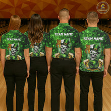 Load image into Gallery viewer, Custom Funny Skull Bowling and Beer Ireland Flag Green St Patrick Team Bowling Jerseys For Men NQS11484