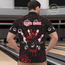 Load image into Gallery viewer, Funny Black and Red Bowling Cowboy gun Men bowling polo, 1/4 zip shirts Custom bowling team jersey NQS10690