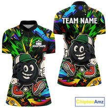Load image into Gallery viewer, Green graffiti pattern Funny Bowling polo, quarter zip shirts for women custom Bowling team jerseys NQS11079