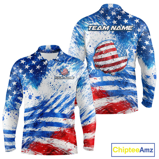 Red, White and Blue American Flag Golf Polo Shirts For Men Custom patriotic Team mens golf tops NQS11506