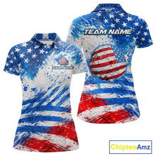 Load image into Gallery viewer, Red, White and Blue American Flag Golf Polo Shirts For Ladies Custom patriotic Team womens golf tops NQS11506