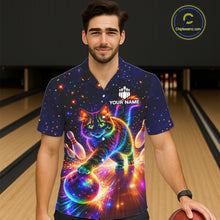 Load image into Gallery viewer, Personalized Hawaiian Bowling Shirts Custom Cat Team Bowling Apparel, Colorful Neon bowling shirts NQS11517