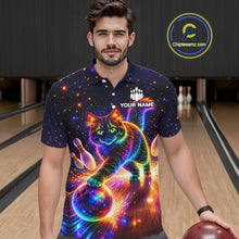 Load image into Gallery viewer, Personalized Bowling Shirts for Men Custom Cat Team Bowling Apparel, Colorful Neon bowling shirts NQS11517