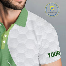Load image into Gallery viewer, White and Green Golf pattern polo golf shirt for men Custom men&#39;s golf outfit, unique golf gifts NQS11107
