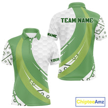 Load image into Gallery viewer, White and Green Golf pattern polo golf shirt for men Custom men&#39;s golf outfit, unique golf gifts NQS11107