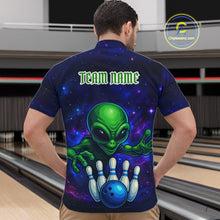 Load image into Gallery viewer, Funny Galaxy Alien Bowling Polo, 1/4 Zip Shirt For Men Custom Bowling Team Outfit, Gift For Bowler NQS10729