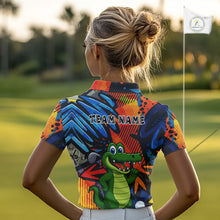 Load image into Gallery viewer, Custom Funny Colorful Graffiti Alligator Golf Polo Shirt For Women, Personalized ladies golf wear NQS10736